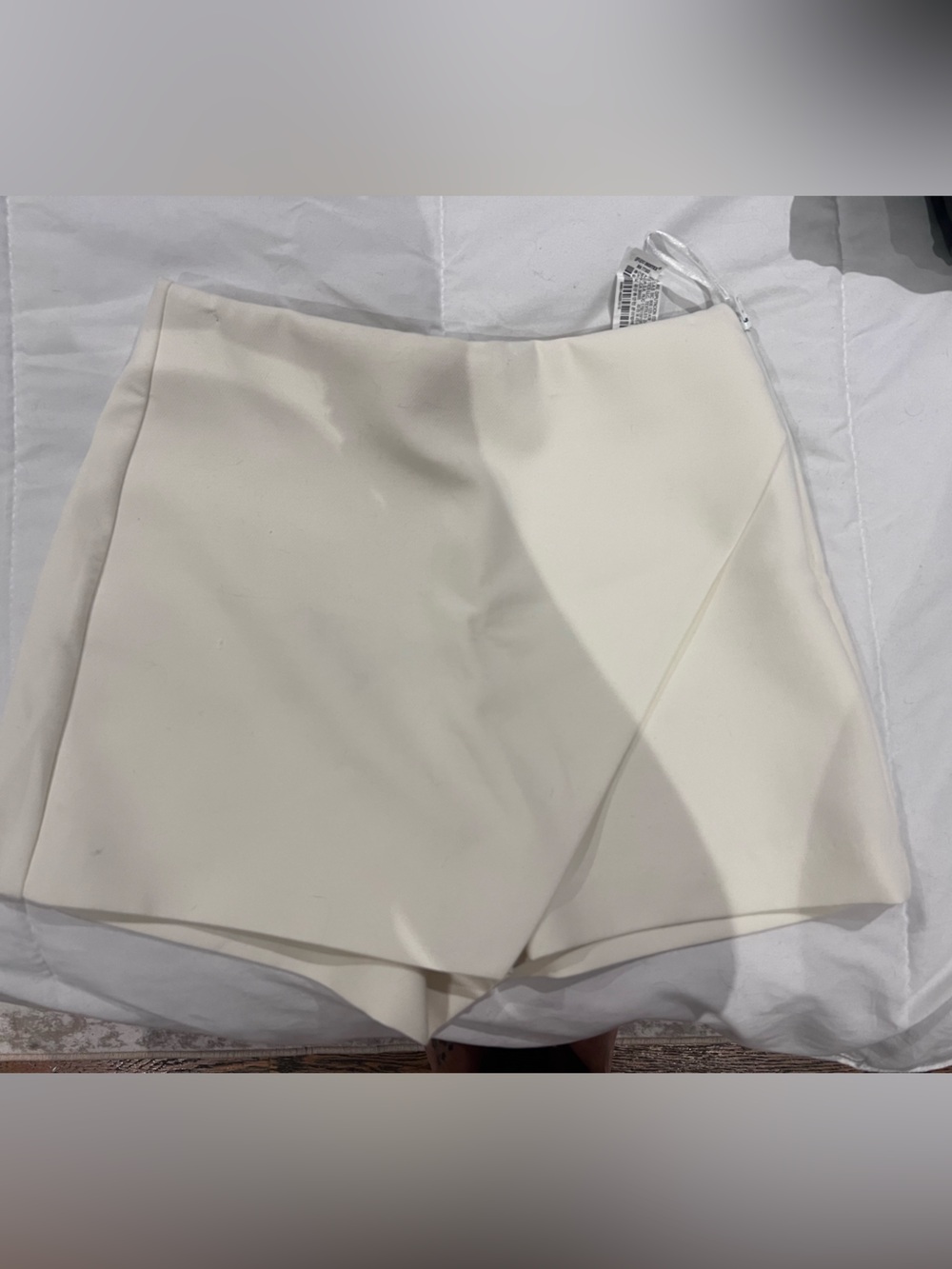 Zara Cream Wrapped-Front High-Waist Shorts